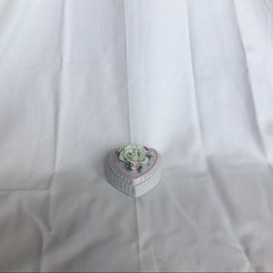 Antique Ceramic Heart-Shaped Trinket Container